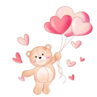 卡通爱心小熊气球情人节元素GIF动态图爱心表情包